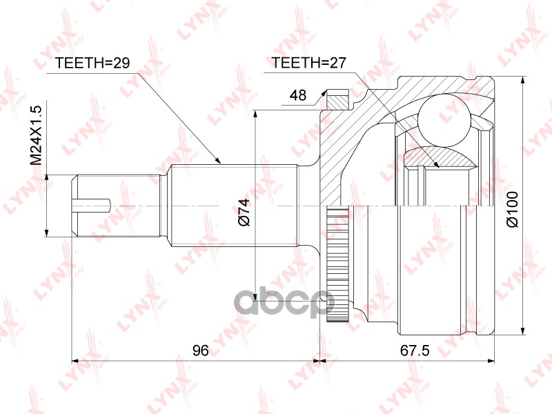 Шрус Внешний | Перед Прав/Лев | LYNXauto арт. CO3836A