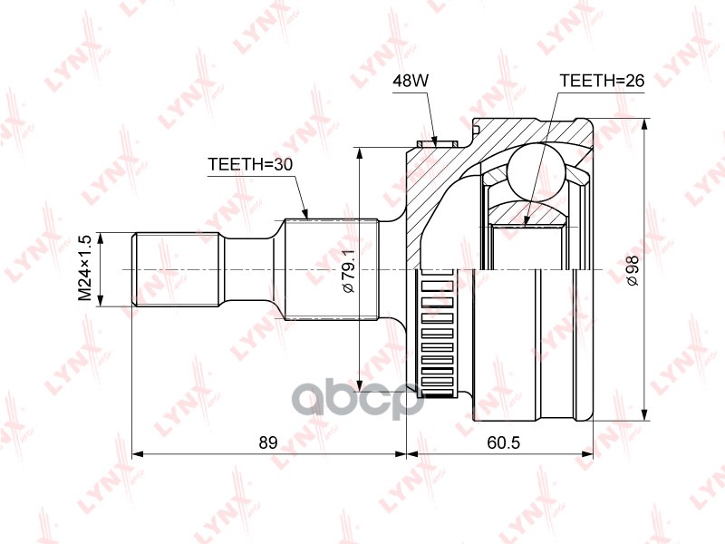Шрус Наружный Mercedes-Benz Ml230-55(W163) 97-05 LYNXauto арт. co-3840a