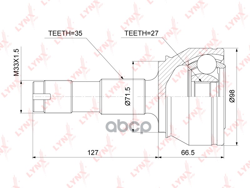 ШРУС наружный PSA + FIAT Ducato 2006-> LYNXauto CO-3842 LYNXauto арт. CO-3842