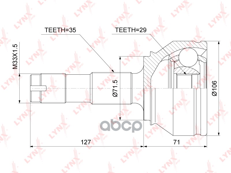 ШРУС наружный CITROEN Jumper 3.0D 06>  FIAT Ducato 2.0D-3.0D 06>  PEUGEOT Boxer 3.0D 06> LYNXauto арт. co-3843
