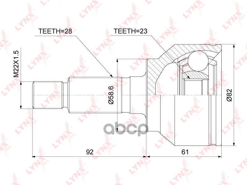 ШРУС наружный MAZDA 3 (BL) 1.6 MZR 08-14 / 3 (BL) 2.0 MZR 08-14 / 3 (BL) 2.0 MZR DISI 08-14 LYNXauto арт. co-3854