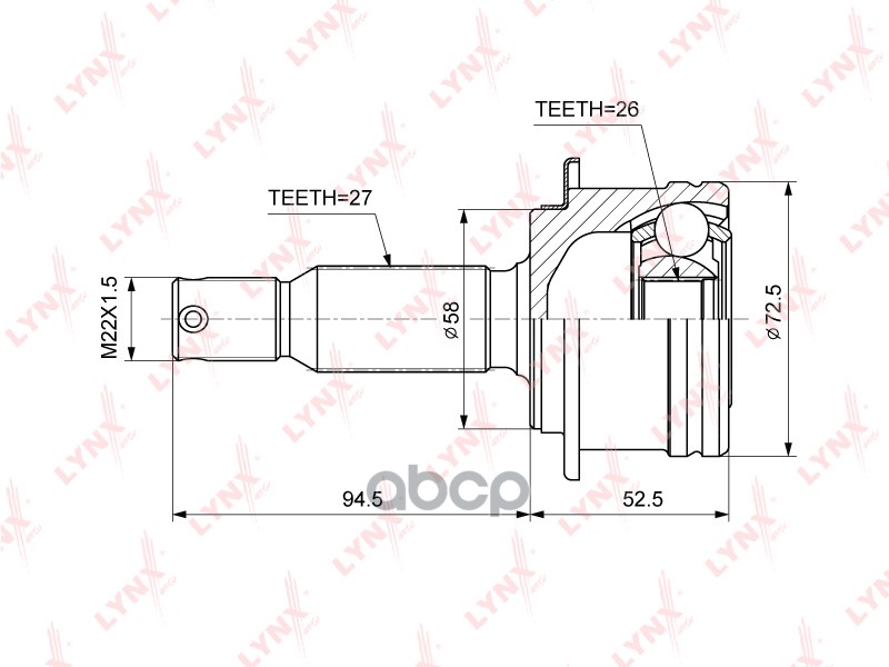 Шрус Наружный | Зад Прав/Лев | LYNXauto арт. CO3867