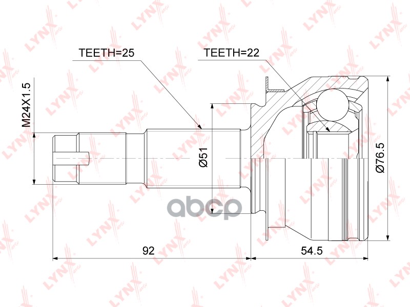 ШРУС наружный CHEVROET Cobalt 13-17 CO-3872 LYNXauto арт. CO-3872