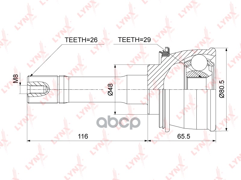 Шрус Внешний | Перед Прав/Лев | LYNXauto арт. CO3904