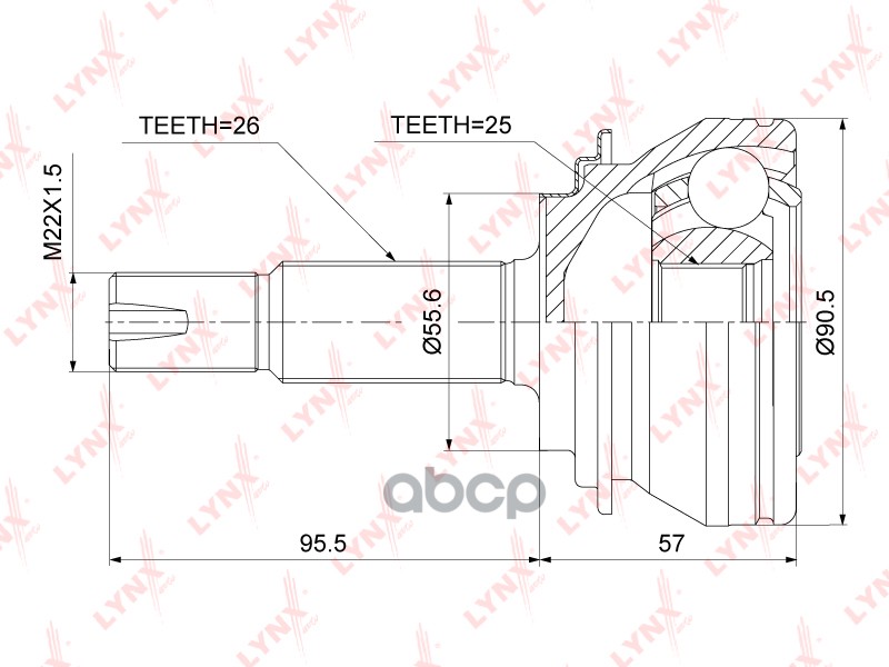 Шрус Наружный Подходит Для Toyota Prius 1.8 09-15, Lexus Ct200h 10 Co-3907 LYNXauto арт. CO-3907
