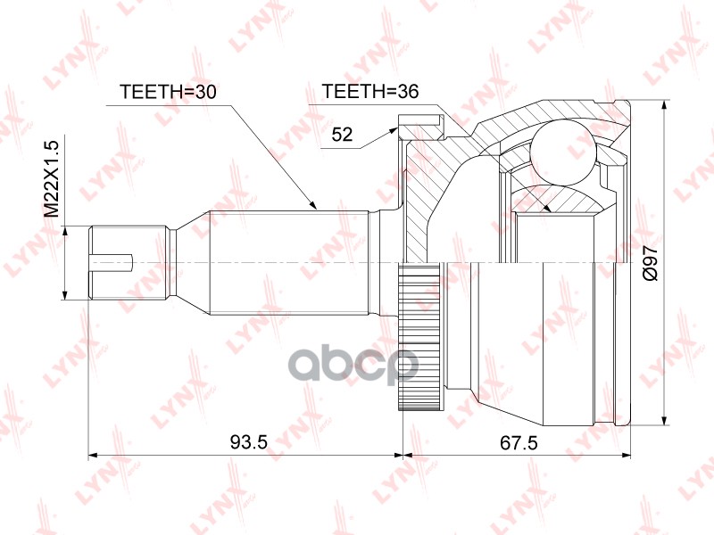Шрус Наружный | Перед Прав/Лев | LYNXauto арт. CO3917A