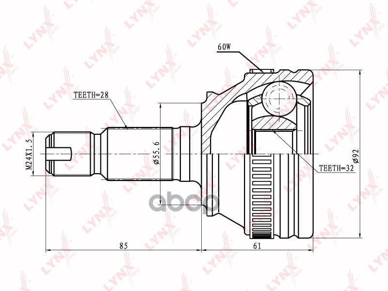 Шрус Наружный | Перед Прав/Лев | LYNXauto арт. CO5000A