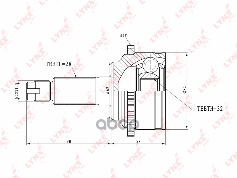 ШРУС наружный подходит для MAZDA 6 1.8-2.3 02-07 CO-5101A LYNXauto арт. CO-5101A