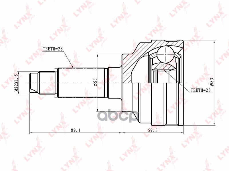 ШРУС наружный  перед правлев LYNXauto CO-5105 LYNXauto арт. CO-5105
