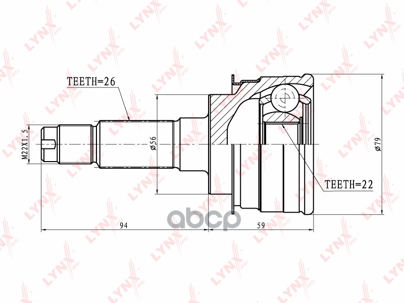 ШРУС наружный MAZDA 323 1.6TD-1.8 94-98 LYNXauto арт. co-5110
