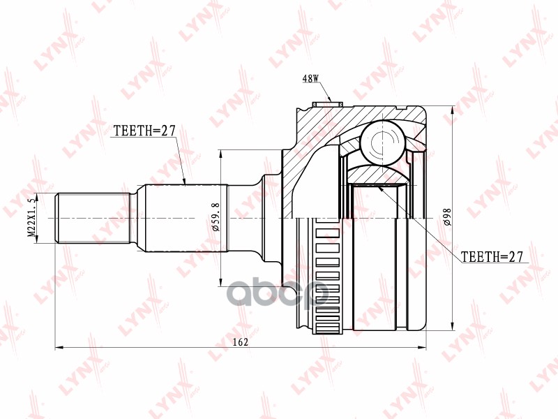 ШРУС наружный (компл.) MB W638 96-03 /ABS+ /z=27 LYNXauto CO-5300A LYNXauto арт. CO-5300A