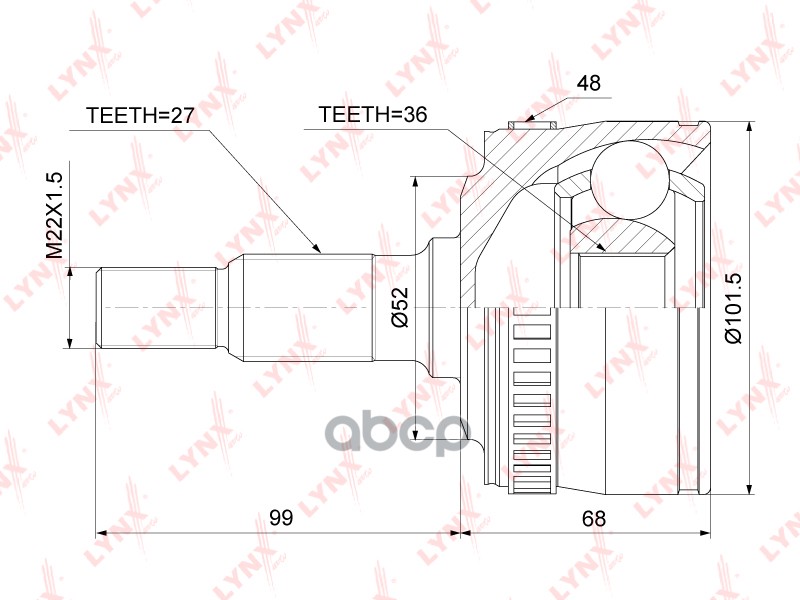 ШРУС наружный LYNXauto CO-5302A LYNXauto арт. CO-5302A