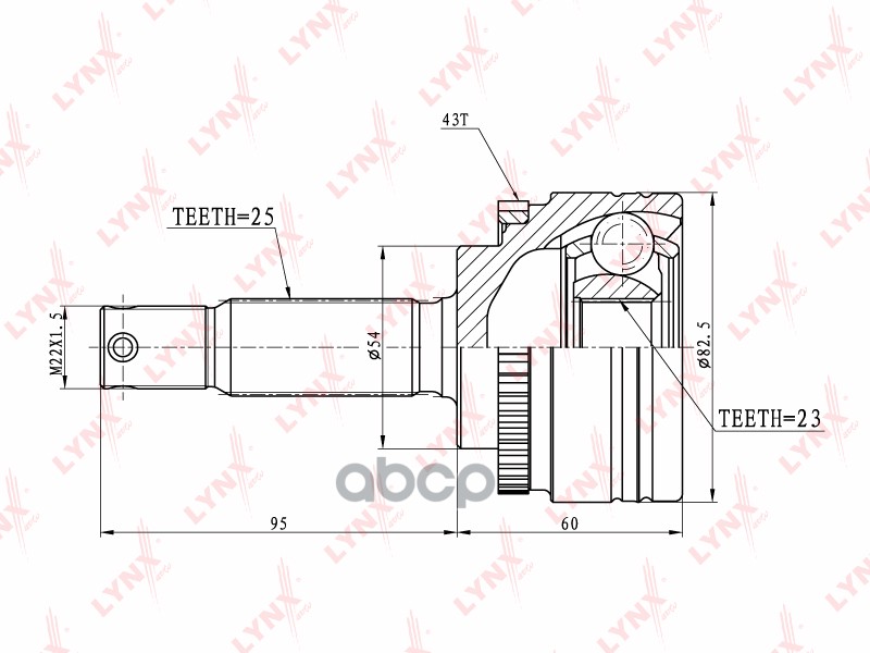 ШРУС наружный  перед правлев LYNXauto CO-5515A LYNXauto арт. CO-5515A