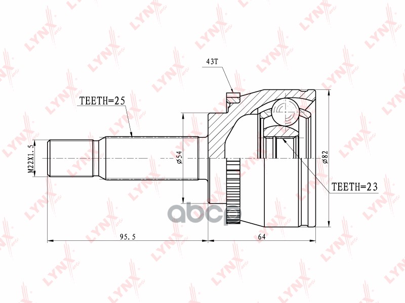 ШРУС наружный MITSUBISHI Carisma 1.6-1.8 95-06/Space Star 1.6-1.8 98> LYNXauto арт. co-5526a