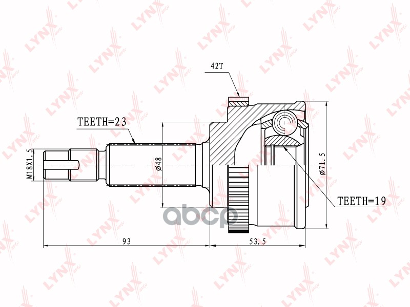 Шрус Наружный | Перед Прав/Лев | LYNXauto арт. CO5701A