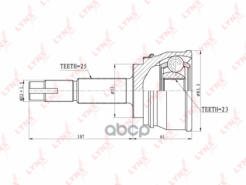 ШРУС наружный NISSAN Presea 1.5-1.8 90-97/Pulsar 2.0D 90-95/Almera 2.0D 95-00 LYNXauto арт. co-5703