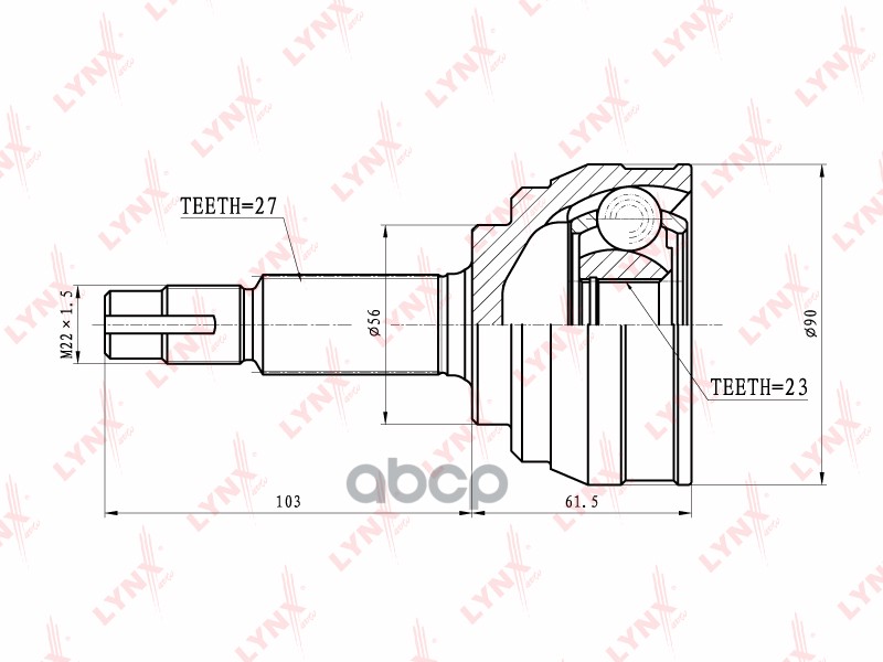 ШРУС наружный подходит для NISSAN Primera(P11) 2.0 96-01 CO-5707 LYNXauto арт. CO-5707