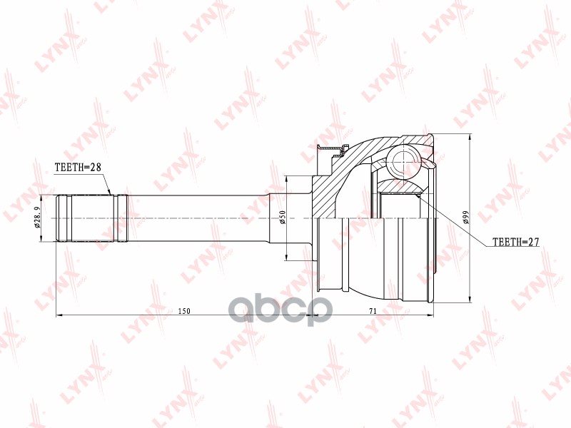 Шрус Наружный | Перед Прав/Лев | LYNXauto арт. CO5709