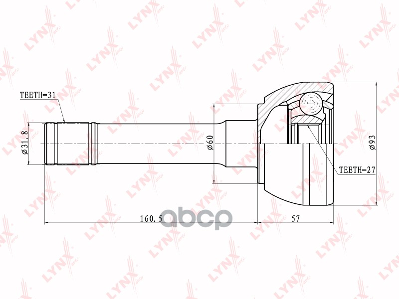 Шрус Наружный | Перед Прав/Лев | LYNXauto арт. CO5723