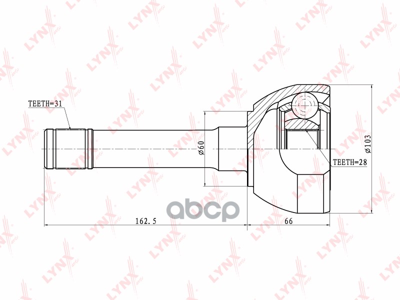 Шрус Наружный | Перед Прав/Лев | LYNXauto арт. CO5735