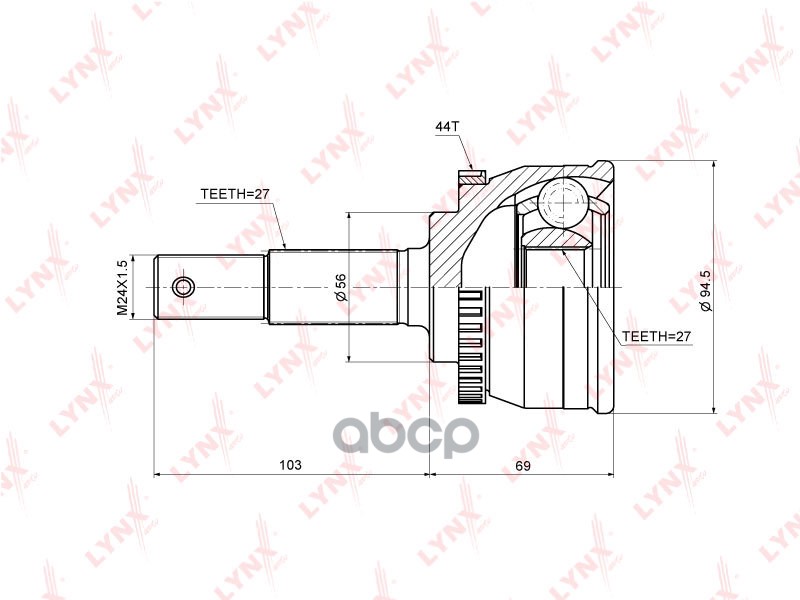 Шрус Наружный Nissan Almera Tino(V10) 2.0 00> / Avenir(Pw11) 2.0 4Wd 00> / Expert(Vw11) 2.2D 99-00 / LYNXauto арт. co-5749a