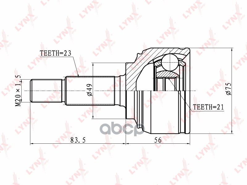 ШРУС наружный подходит для NISSAN Micra(K12) 1.2-1.4 03 CO-5766 LYNXauto арт. CO-5766