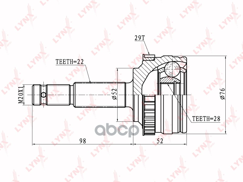 Шрус Наружный | Перед Прав/Лев | LYNXauto арт. CO5907A