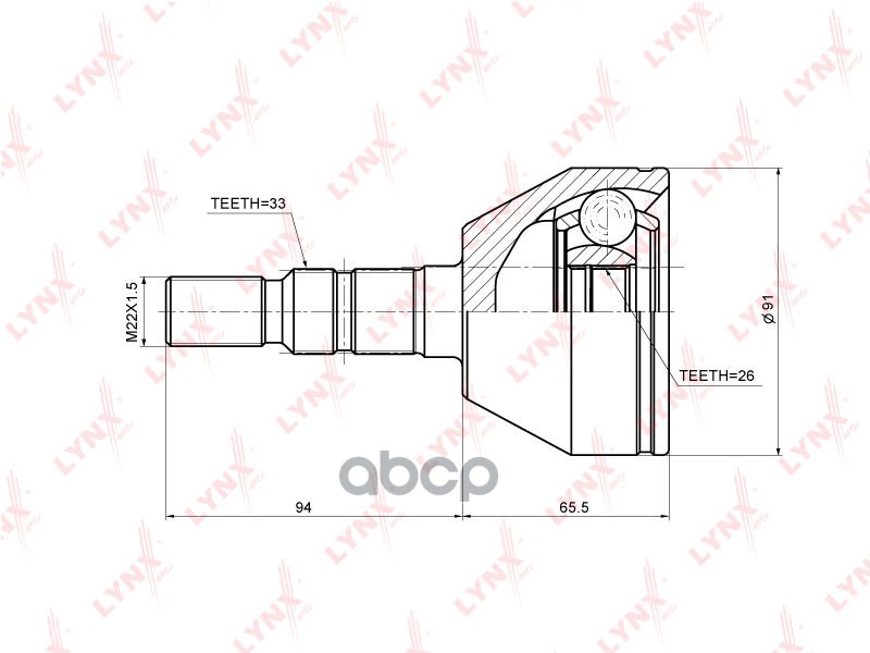 Шрус Наружный | Перед Прав/Лев | LYNXauto арт. CO5921