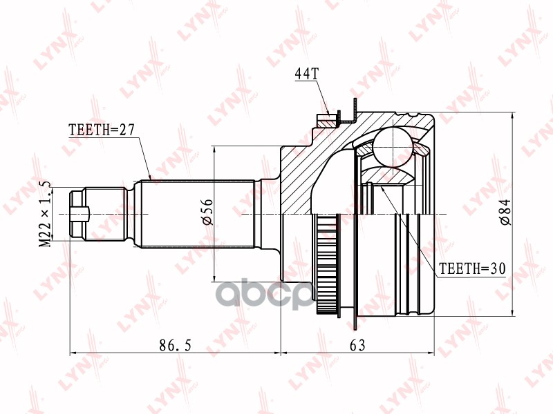 ШРУС наружный SUBARU Impreza 2.0 4WD 94-00 LYNXauto арт. co-7101a