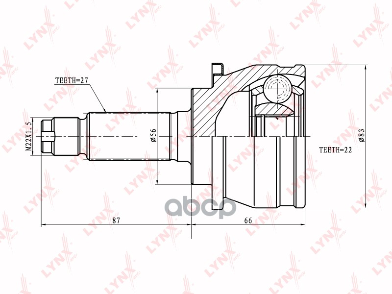 ШРУС наружный  перед правлев LYNXauto CO-7106 LYNXauto арт. CO-7106