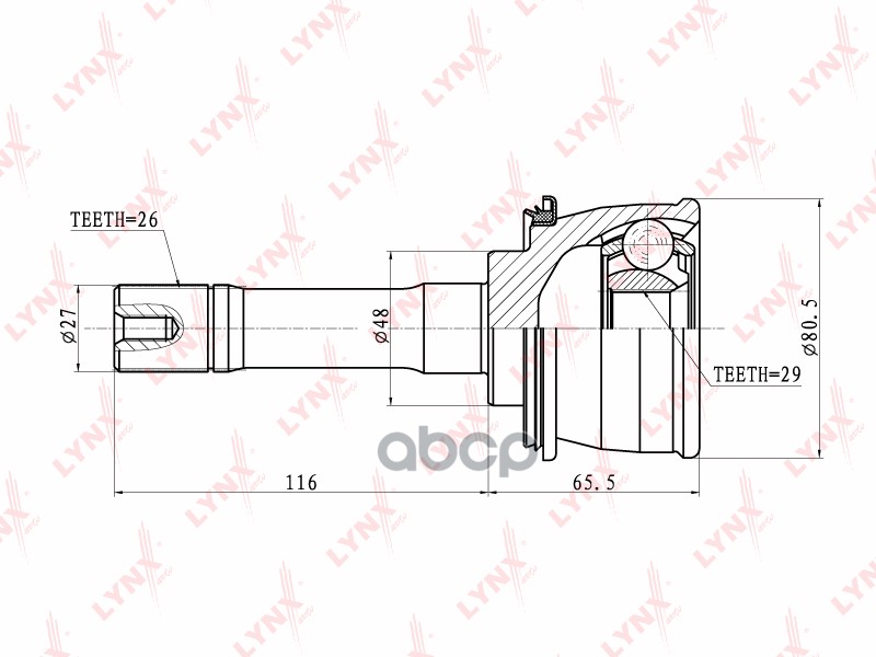ШРУС наружный SUZUKI Grand Vitara 2.0-2.0D 98> / Vitara 2.0-2.0D 94-98 LYNXauto арт. co-7301