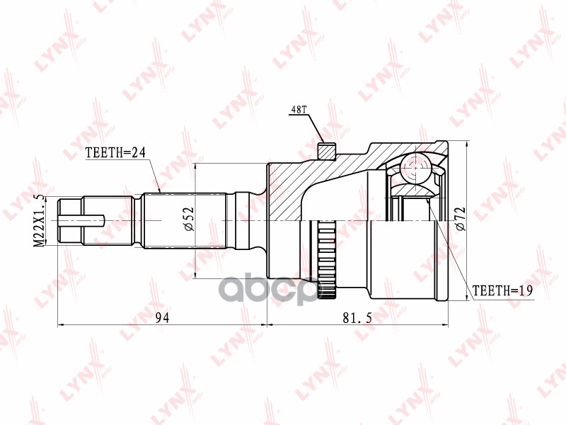 ШРУС наружный TOYOTA Cami 1.3 99-00  DAIHATSU Terios 00-05 LYNXauto арт. co-7510a