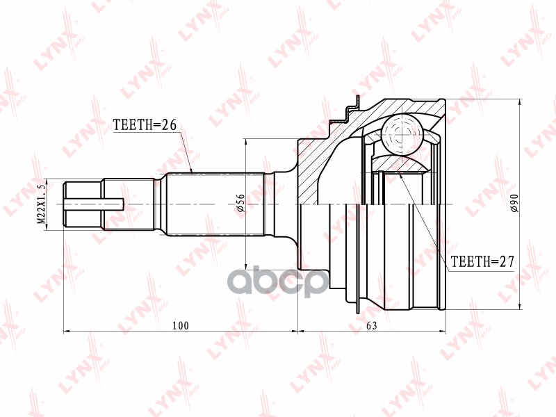 ШРУС наружный подходит для TOYOTA Camry 2.0 91/Celica 2.0 94 CO-7513 LYNXauto арт. CO-7513