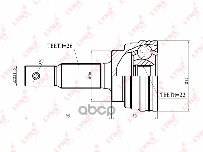 Шрус Наружный | Перед Прав/Лев | LYNXauto арт. CO7519