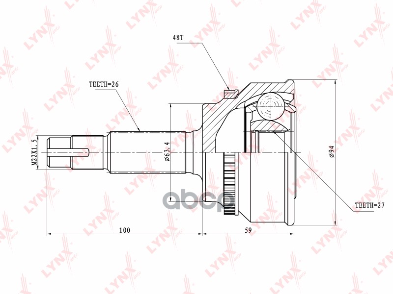 ШРУС наружный TOYOTA Estima/Previa 2.4 00> LYNXauto арт. co-7522a