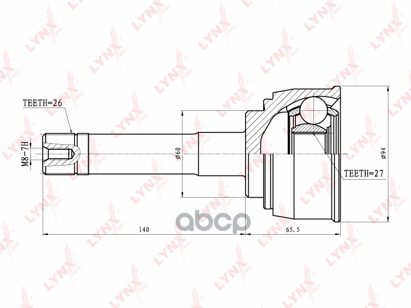 Шрус Наружный | Перед Прав/Лев | LYNXauto арт. CO7533