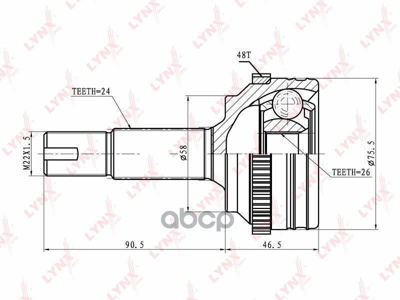 ШРУС наружный TOYOTA Vitz(SCP10)/Yaris 1.0 99> LYNXauto арт. co-7540a