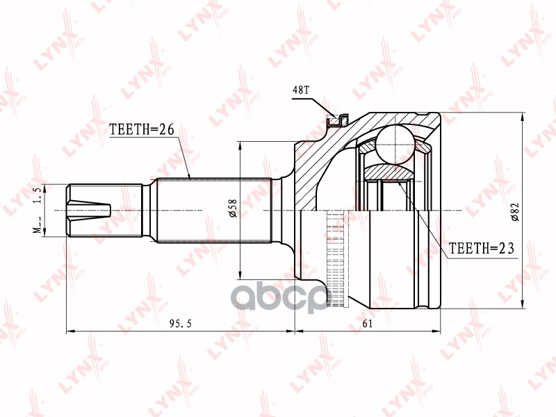 ШРУС наружный TOYOTA Corolla 1.4-1.6 02> LYNXauto арт. co-7562a