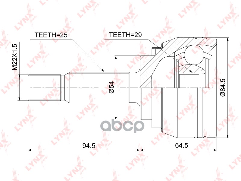 ШРУС наружный подходит для MITSUBISHI Carisma 1.6-1.9D 95-06 CO-7801 LYNXauto арт. CO-7801