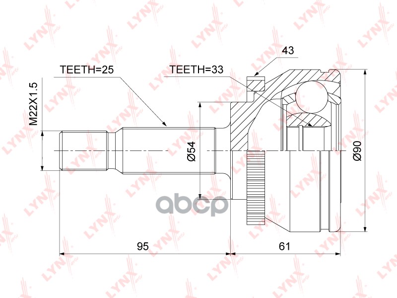 Шрус Внешний | Перед Прав/Лев | LYNXauto арт. CO7809A