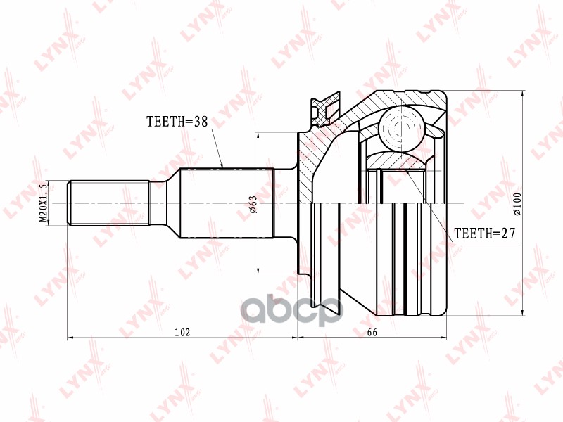 ШРУС наружный VW Transporter 5 1.9TD-2.0D 03> LYNXauto арт. co-8027
