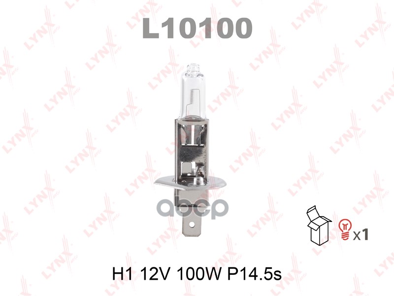 Лампа галогеновая H1 12V 100W P14.5S  L10100 LYNXauto арт. L10100