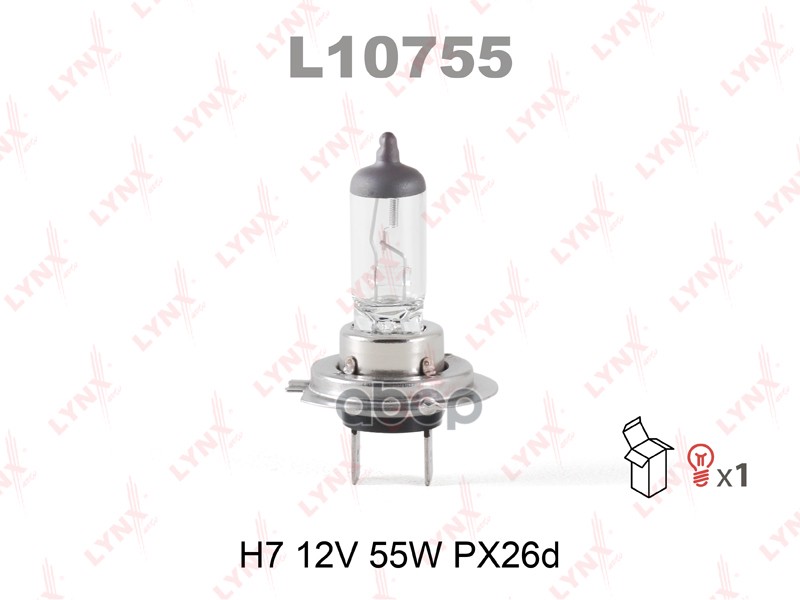 Лампа галогеновая H7 12V 55W PX26D  L10755 LYNXauto арт. L10755
