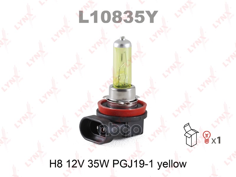 Лампа H8 12V 35W Pgj19-1 Yellow LYNXauto арт. L10835Y