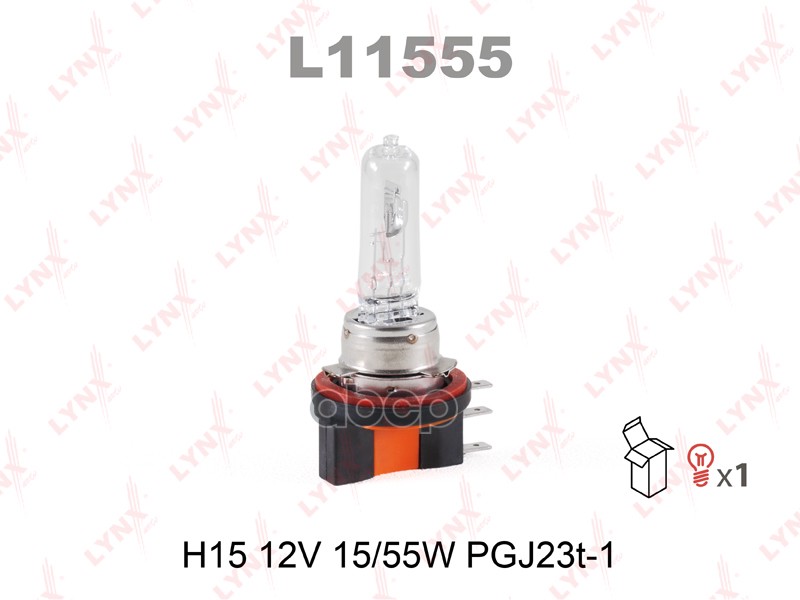 Лампа 12V H15 15/55W PGJ23t-1 LYNXauto 1 шт. картон L11555 LYNXauto арт. L11555
