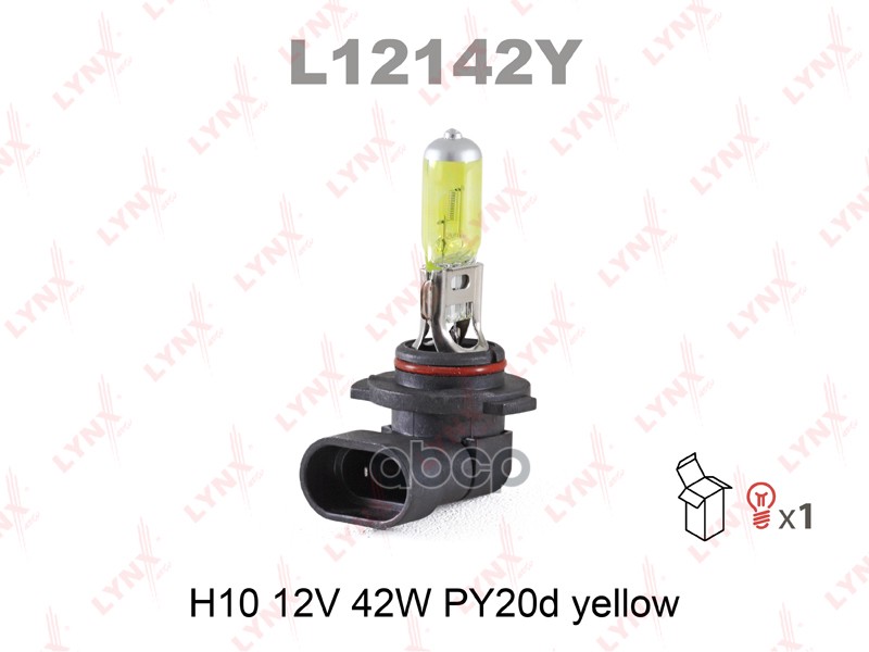 Лампа галогенная H10 12V 42W PY20D YELLOW LYNXauto арт. l12142y