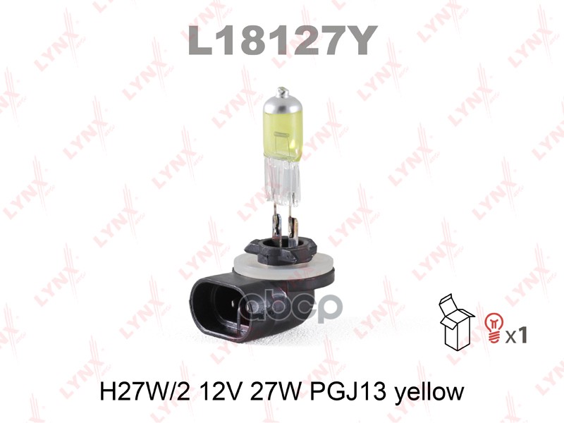 Лампа галогенная H27 12V 27W PGJ13 (881) YELLOW LYNXauto арт. l18127y