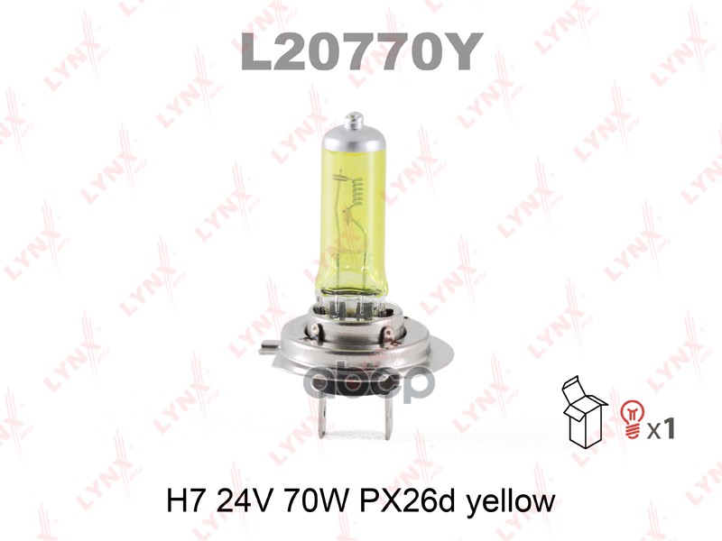 Лампа галогенная H7 24V 70W РХ26D YELLOW LYNXauto арт. l20770y