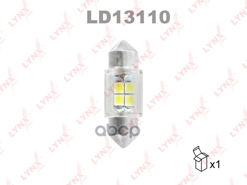 Лампа светодиодная LED C10W T11X31mm 12V SV8 5 6800K LYNXauto арт. ld13110