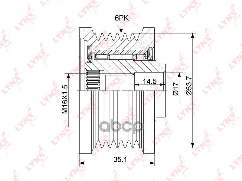 Муфта свободного хода генератора BMW 3(E46) 2.0D-3.0D 99-05 / 5(E60) 2.0D-3.0D 04-1 LYNXauto PA-1145 LYNXauto арт. PA-1145